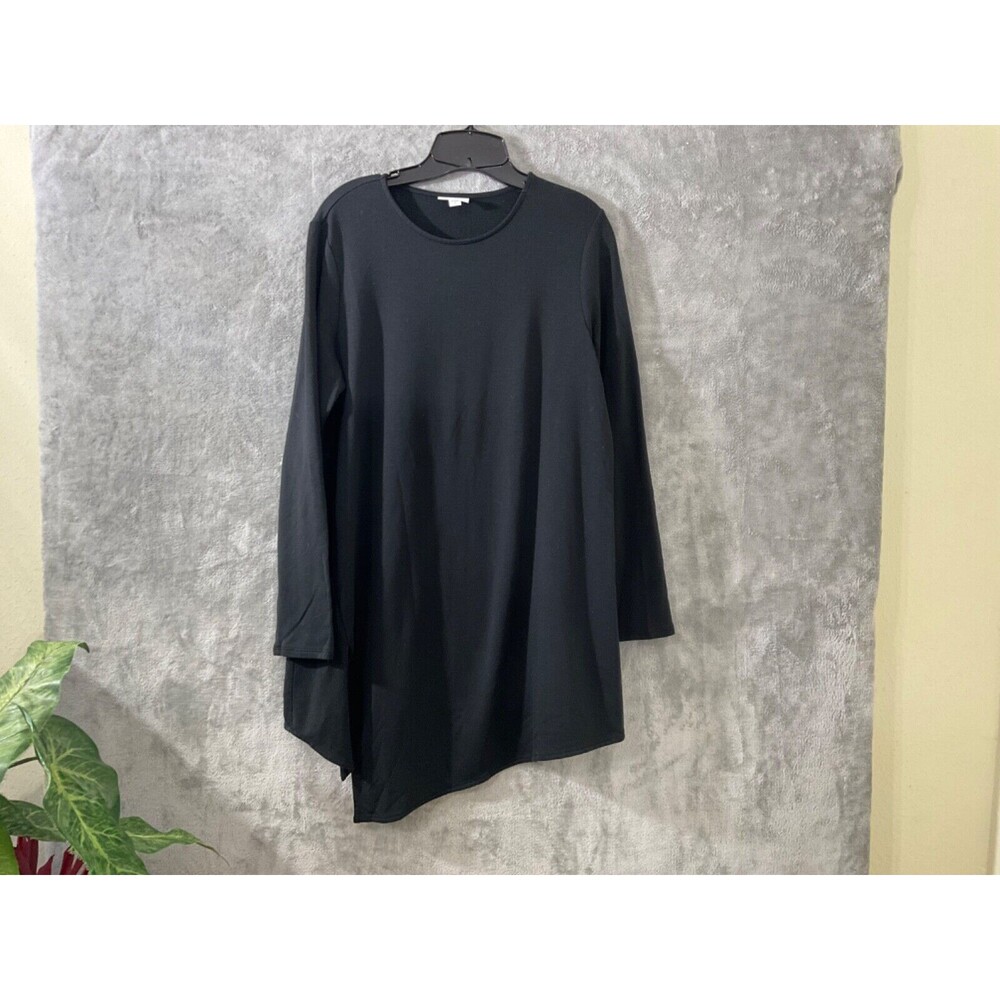 J Jill Pure Jill Luxe Tencel Tunic Top women’s size M Black Asymmetrical Draped